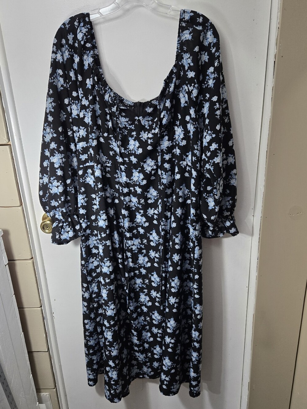 Floral Print Square Neck Flounce Sleeve Dress Size 2XL Whimsigoth Fairy